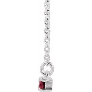 Sterling Silver Natural Ruby & 1/6 CTW Natural Diamond Bar 16-18" Necklace