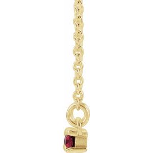 14K Yellow Natural Ruby & 1/6 CTW Natural Diamond Bar 16-18" Necklace