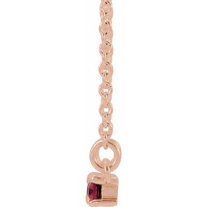 14K Rose Natural Ruby & 1/6 CTW Natural Diamond Bar 16-18" Necklace