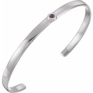 Sterling Silver Lab-Grown Alexandrite Cuff 6" Bracelet