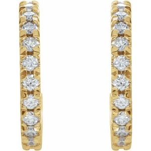 14K Yellow 15 mm 5/8 CTW Lab-Grown Diamond French-Set Huggie Earrings