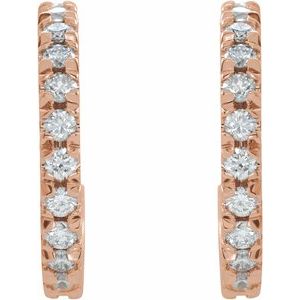 14K Rose 15 mm 5/8 CTW Lab-Grown Diamond French-Set Huggie Earrings