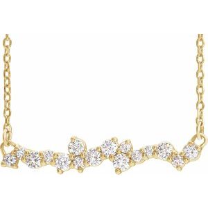 14K Yellow 1/3 CTW Natural Diamond Scattered Bar 18" Necklace