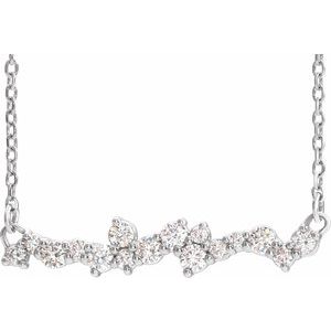 Platinum 1/3 CTW Natural Diamond Scattered Bar 16" Necklace