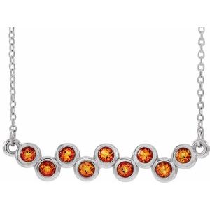 Sterling Silver Natural Citrine Bezel-Set Bar 16-18" Necklace