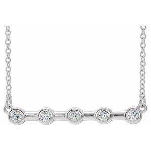 Platinum 1/6 CTW Natural Diamond Bezel-Set Bar 18" Necklace