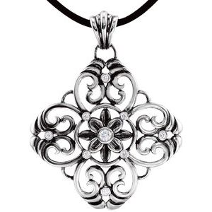 Sterling Silver 1/3 CTW Natural Diamond Filigree 18" Necklace