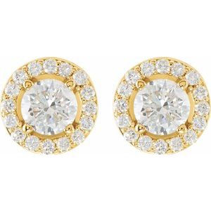 14K Yellow 1 3/8 CTW Natural Diamond Halo-Style Earrings