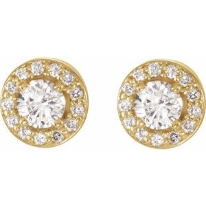 14K Yellow 7/8 CTW Natural Diamond Halo-Style Earrings