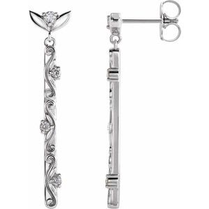 Platinum 1/8 CTW Natural Diamond Vintage-Inspired Earrings