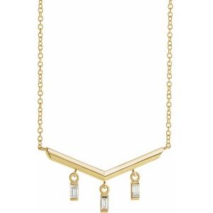 14K Yellow 1/8 CTW Natural Diamond V Bar 18" Necklace