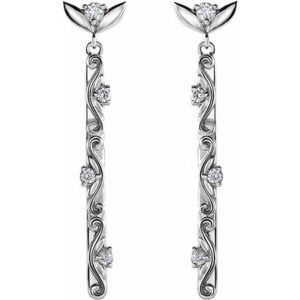 Platinum 1/8 CTW Natural Diamond Vintage-Inspired Earrings