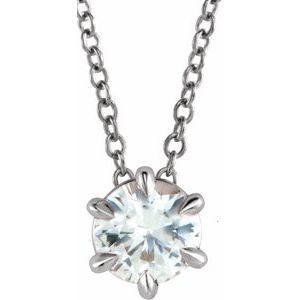 14K White 1/4 CT Natural Diamond Solitaire 16-18" Necklace 87126:6000:P