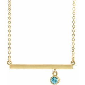 14K Yellow Natural Blue Zircon Bezel-Set 18" Necklace