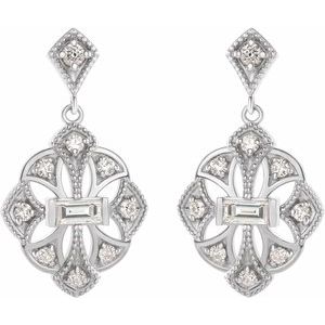 Platinum 3/8 CTW Natural Diamond Vintage-Inspired Earrings