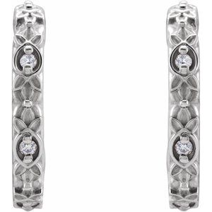 Platinum .04 CTW Natural Diamond Vintage-Inspired Huggie Earrings