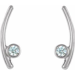 Sterling Silver Natural White Sapphire Ear Climbers