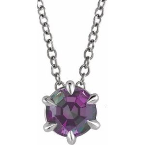 14K White 5 mm Lab-Grown Alexandrite Solitaire 16-18" Necklace 87126:6086:P