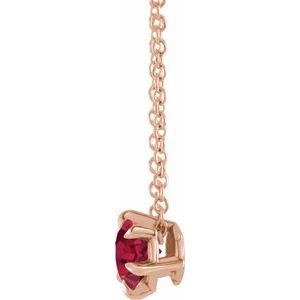 14K Rose 4 mm Natural Ruby Solitaire 16-18" Necklace 87126:6049:P