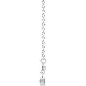 Sterling Silver Lab-Grown Emerald Bezel-Set Bar 16" Necklace 86905:6034:P