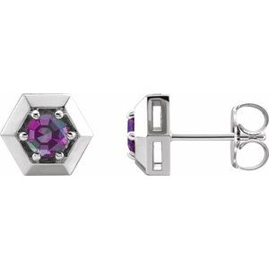 Platinum Lab-Grown Alexandrite Geometric Earrings