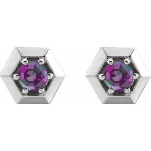 Platinum Lab-Grown Alexandrite Geometric Earrings