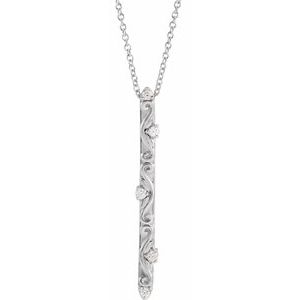 Platinum .07 CTW Natural Diamond Vintage-Inspired 16-18" Necklace