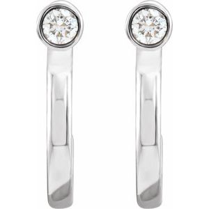 Sterling Silver 2 mm Round 0.06 CTW Diamond Huggie Earrings