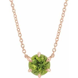 14K Rose Natural Peridot Solitaire 16" Necklace 87016:6246:P