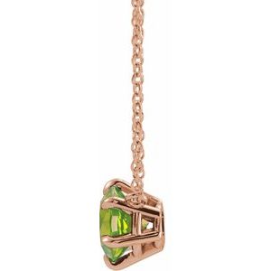 14K Rose Natural Peridot Solitaire 16" Necklace 87016:6246:P