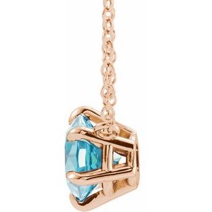 14K Rose Natural Aquamarine Solitaire 16" Necklace 87016:6240:P