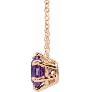 14K Rose Natural Amethyst Solitaire 16" Necklace 87016:6239:P