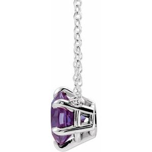 14K White Lab-Grown Alexandrite Solitaire 16" Necklace 87016:6171:P