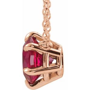 14K Rose Lab-Grown Ruby Solitaire 16" Necklace  87016:6238:P