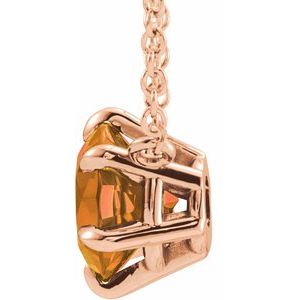 14K Rose Natural Citrine Solitaire 16" Necklace 87016:6243:P