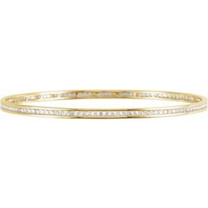 14K Yellow  2 1/4 CTW Natural Diamond Stackable Bangle 8" Bracelet