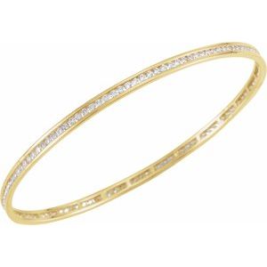 14K Yellow  2 1/4 CTW Natural Diamond Stackable Bangle 8" Bracelet