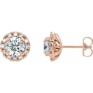 14K Rose 2 CTW Natural Diamond Halo-Style Earrings