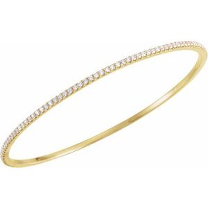 14K Yellow 2 CTW Natural Diamond Stackable Bangle 8" Bracelet