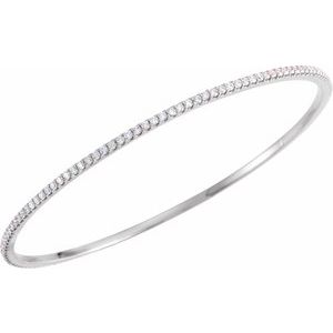 14K White 2 CTW Natural Diamond Stackable Bangle 8" Bracelet