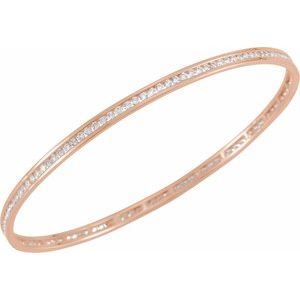 14K Rose 2 1/4 CTW Natural Diamond Stackable Bangle 8" Bracelet