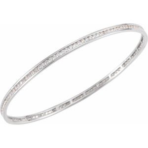 14K White 2 1/4 CTW Natural Diamond Stackable Bangle 8" Bracelet