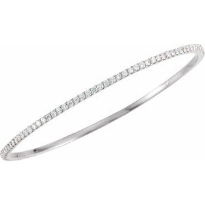 14K White 3 CTW Lab-Grown Diamond Stackable Bangle 8" Bracelet