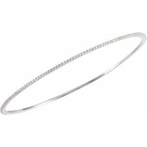 14K White 1 CTW Lab-Grown Diamond Stackable Bangle 8" Bracelet