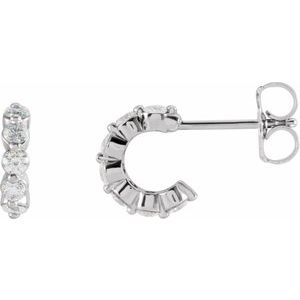 Platinum 3/8 CTW Natural Diamond 9.25 mm Hoop Earrings