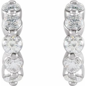 Platinum 3/8 CTW Natural Diamond 9.25 mm Hoop Earrings