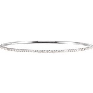 14K White 2 CTW Natural Diamond Stackable Bangle 8" Bracelet