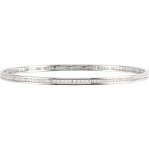 14K White 2 1/4 CTW Natural Diamond Stackable Bangle 8" Bracelet