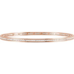 14K Rose 2 1/4 CTW Natural Diamond Stackable Bangle 8" Bracelet