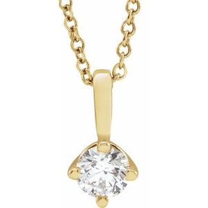 14K Yellow 1/4 CT Natural Diamond Solitaire 16-18" Necklace